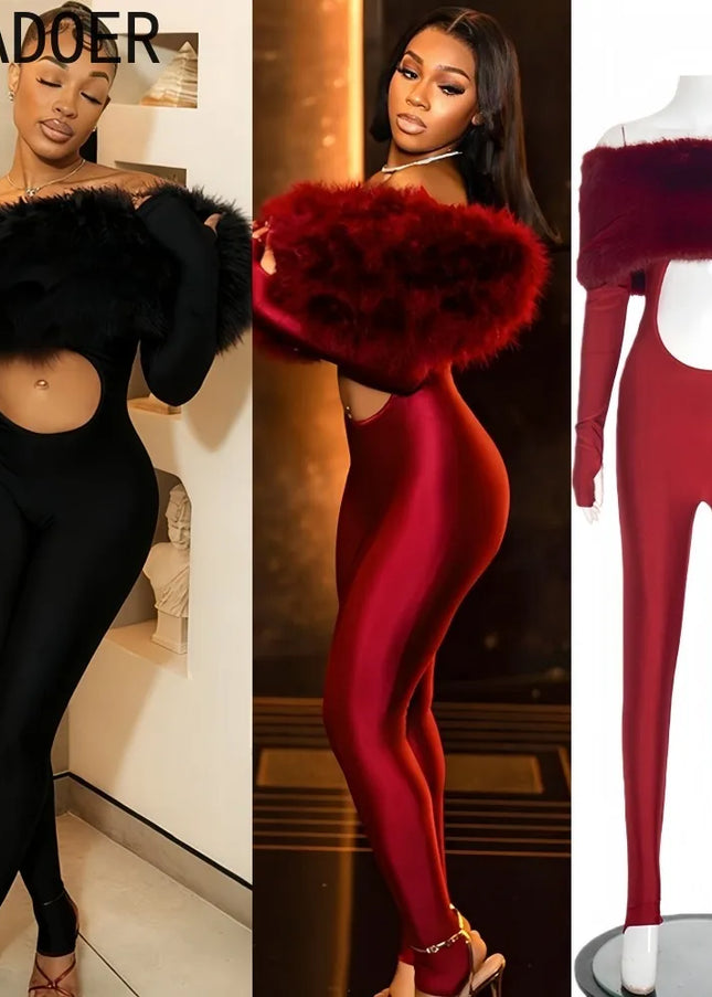 Femme Fatal Feather Jumpsuit
